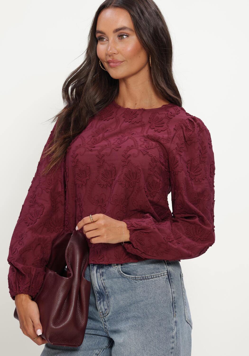 Bordeaux OBJECT Blusen OBJMYA RE L/S TOP NOOS - large