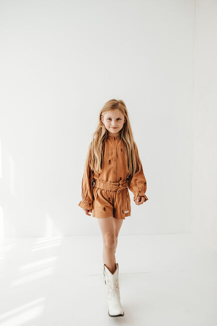 Camelfarbene BAJE STUDIO Blusen WOVEN ALL-OVER EMBRO BLOUSE - large