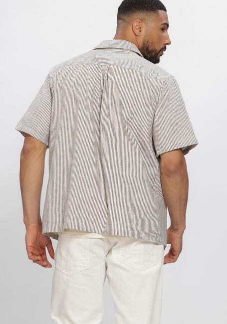 Ecru LES DEUX Casual-Oberhemd LUKAS STRIPE COTTON LINEN SS SHIRT - large