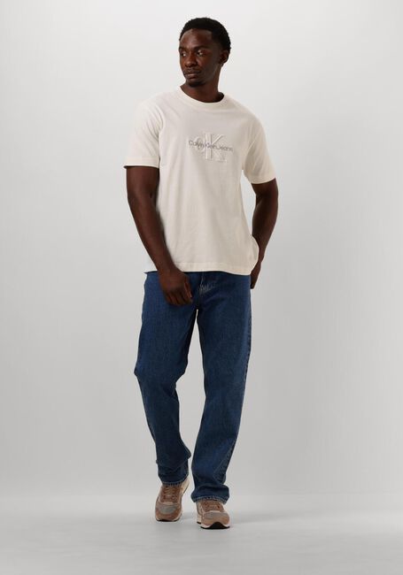 Weiße CALVIN KLEIN T-shirt CHENILLE MONOLOGO TEE - large
