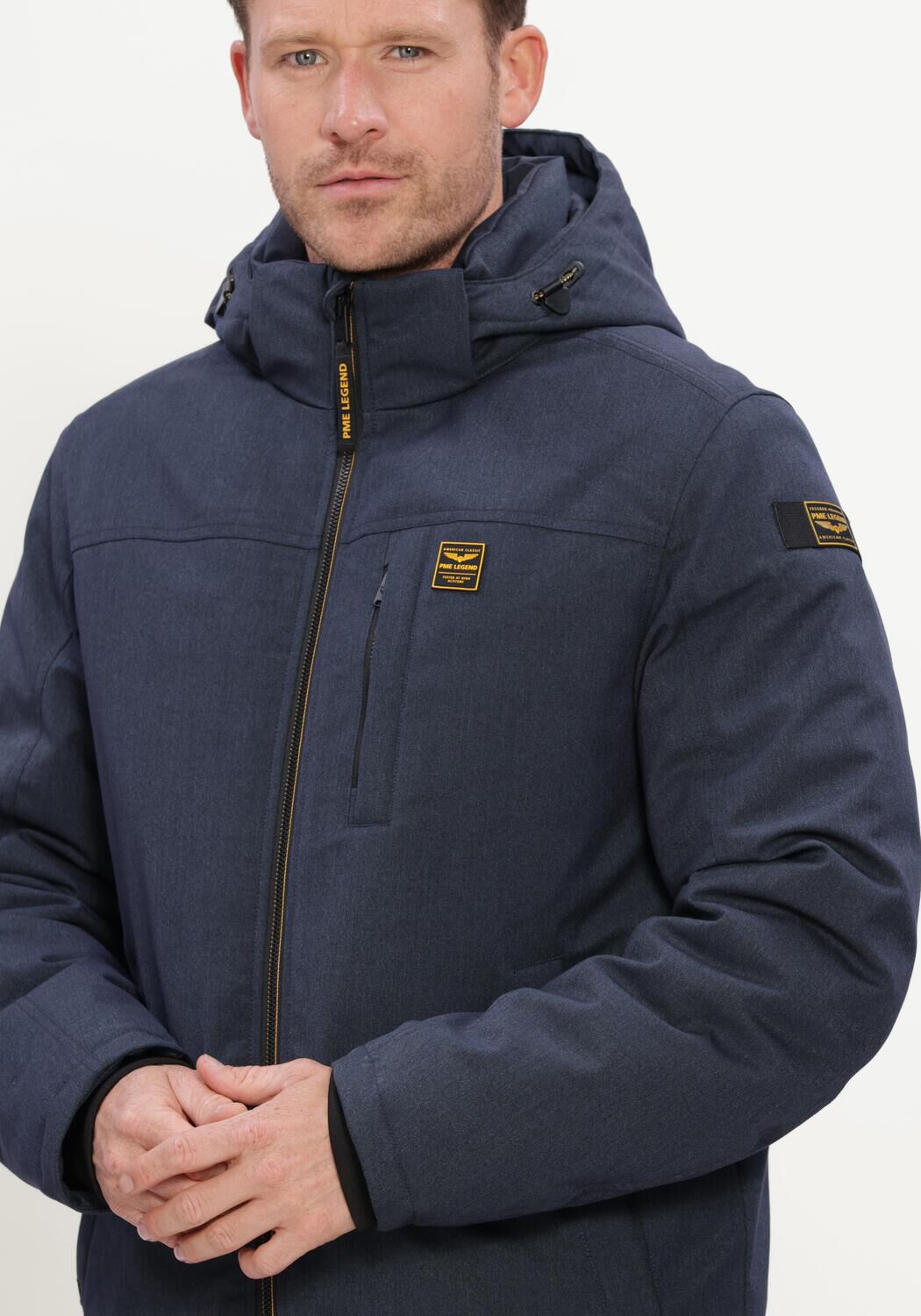 Dunkelblau PME LEGEND Jack SEMI LONG JACKET STRATOR MELANGE TWILL - large