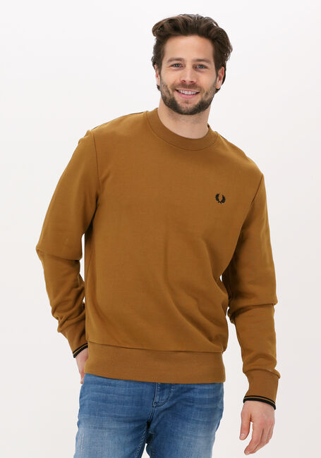 Camelfarbene FRED PERRY Sweatshirt CREW NECK SWEATSHIRT - large