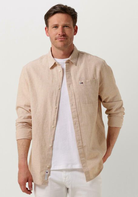 Beige TOMMY JEANS Casual-Oberhemd TJM REG LINEN BLEND SHIRT - large