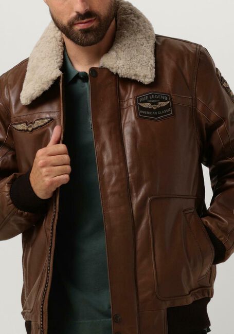 Braune PME LEGEND Lederjack BOMBER JACKET HUDSON BUFF LEATHER - large