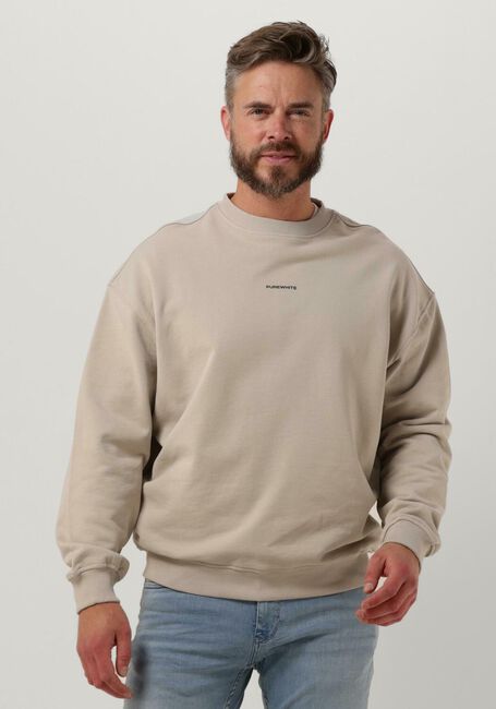 Sand PUREWHITE Pullover CREWNECK WITH SMALL LOGO ON CHEST AND BIG BACK PRINT - large