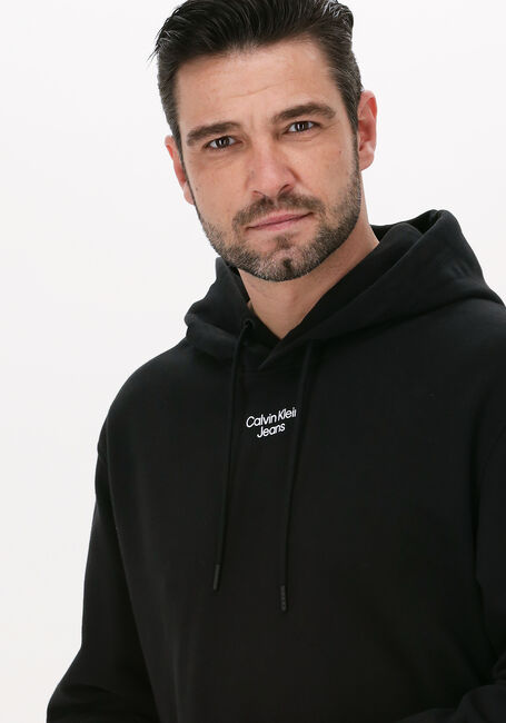 Schwarze CALVIN KLEIN Sweatshirt STACKED LOGO HOODIE MEN - large