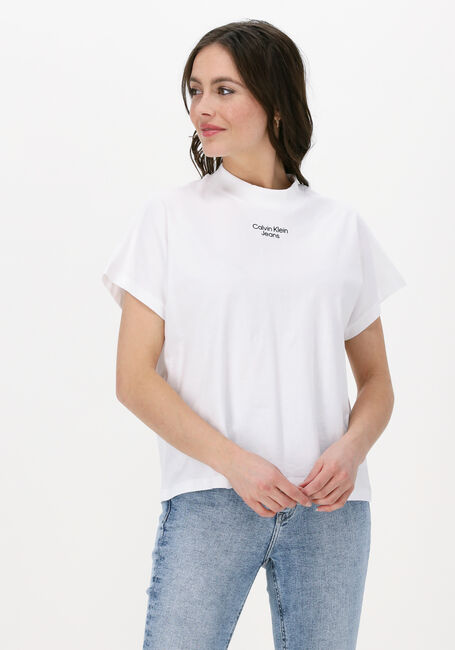 Weiße CALVIN KLEIN T-shirt STACKED LOGO LOOSE TEE - large