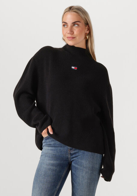 Schwarze TOMMY JEANS Sweatshirt TJW MOCKNECK BADGE SWEATER - large