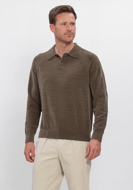 Braune PROFUOMO Pullover POLO LS CHENILLE - large