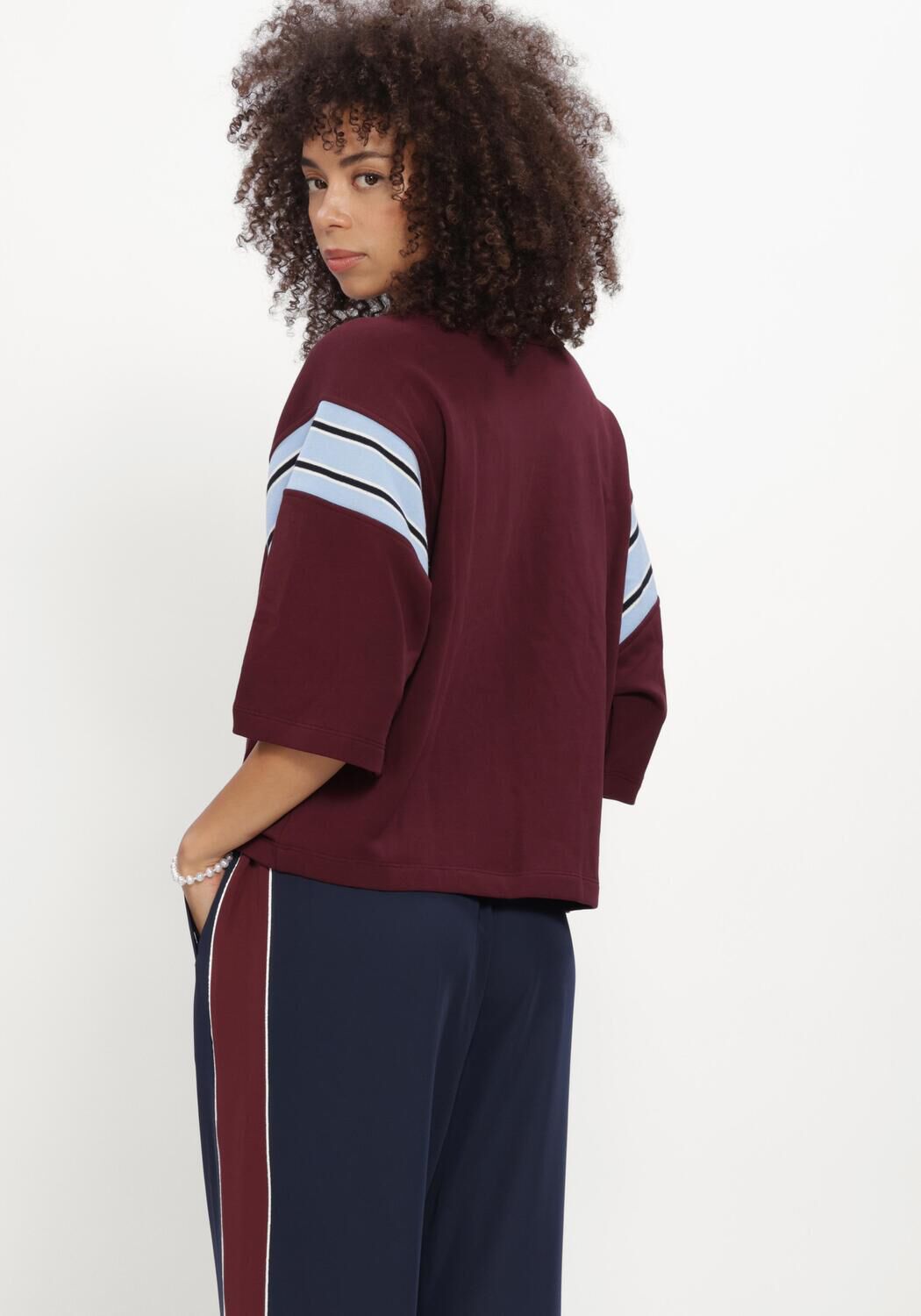 Bordeaux CATWALK JUNKIE Top SPORTY GRAPHIC SHORT SLEEVE SWEATER - large