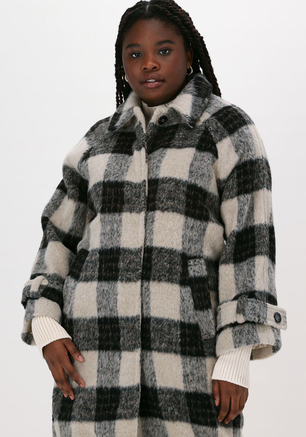Large check coat outlet