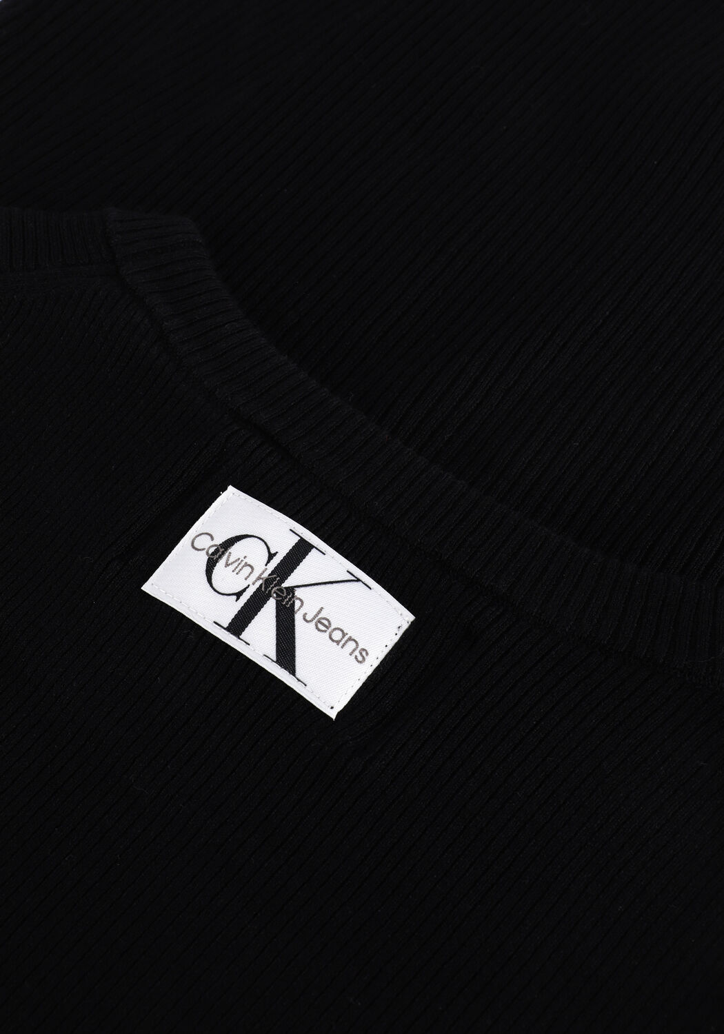 Schwarze CALVIN KLEIN Minikleid BADGE KNITTED SLEEVES DRESS - large