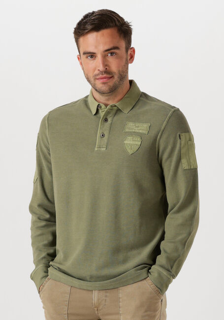 Grüne PME LEGEND Polo-Shirt LONG SLEEVE POLO STRUCTURED PIQUE GARMENT DYED - large