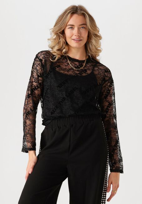 Schwarze ALIX THE LABEL Top LADIES WOVEN ALIX LACE FITTED TOP - large