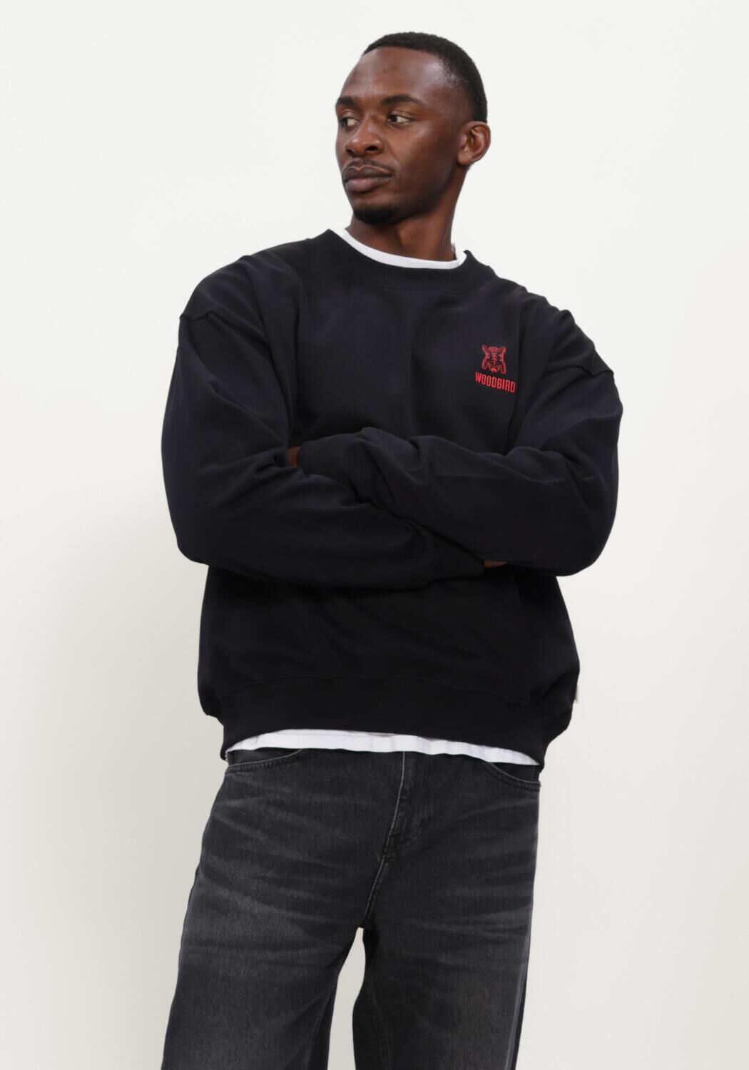Schwarze WOODBIRD Sweatshirt WBDUKE TIGER CREW - large