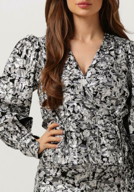Schwarze SECOND FEMALE Blusen DOODLE WRAP BLOUSE - large