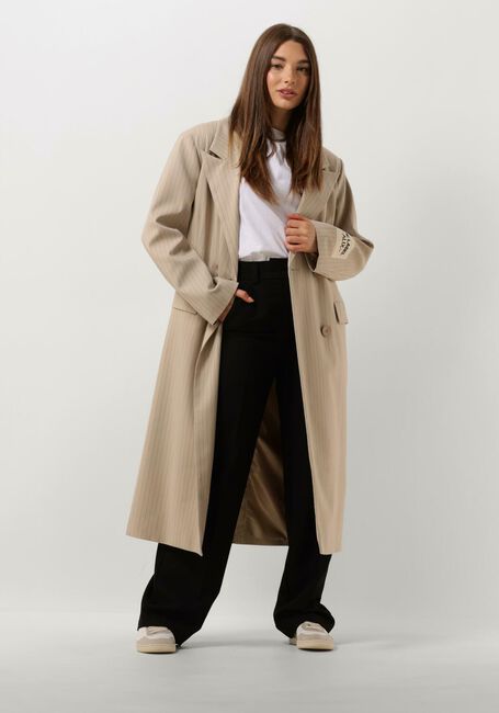 Sand ALIX THE LABEL Mäntel LADIES WOVEN PINSTRIPE COAT - large
