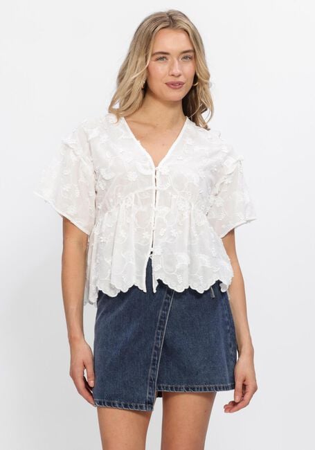 Wei&szlig;e OBJECT Blusen OBJLORA S/S RE V/NECK TOP - large