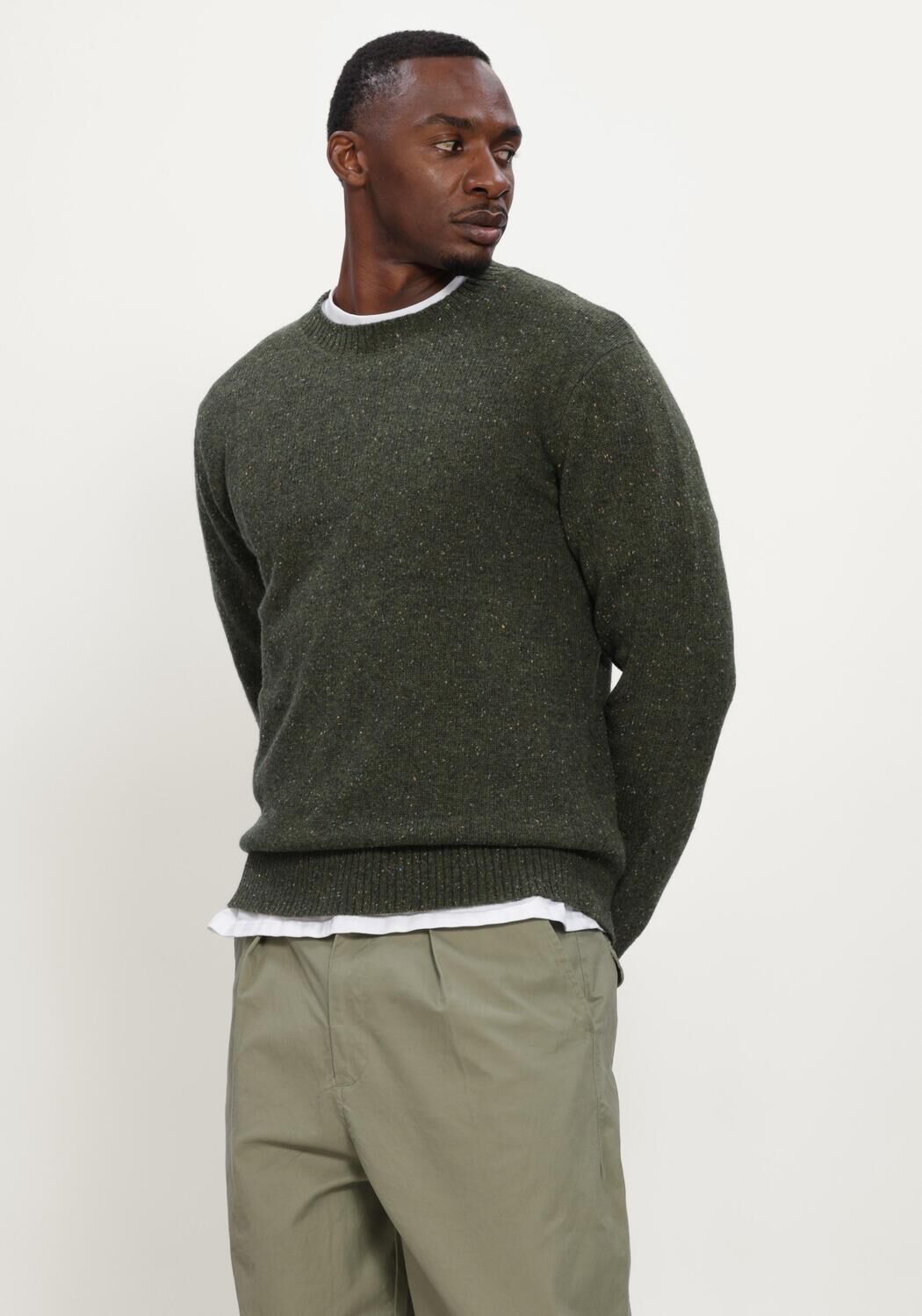 Gr&uuml;ne SELECTED MEN Pullover LMNEIL LS KNIT NEPS CREW NECK - large