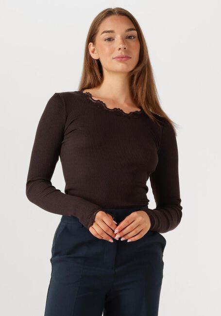 Braune ROSEMUNDE Top BABETTE SILK T-SHIRT LACE - large