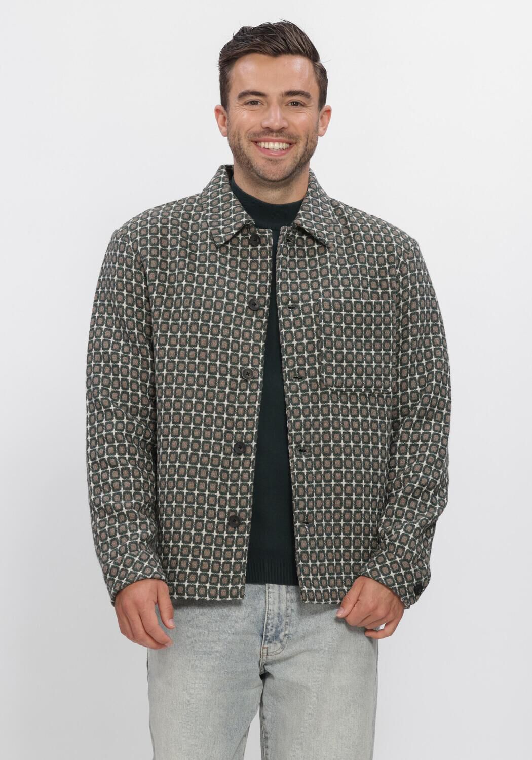 Dunkelgr&uuml;n DSTREZZED Overshirt DS_LINO GOLFBALL OVERSHIRT - large