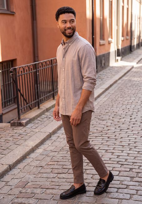 Graue SELECTED MEN Casual-Oberhemd SLMREGCOLE JAY MELANGE LS SHIRT NOOS - large