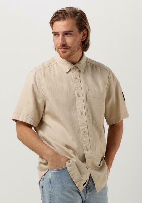 Beige CALVIN KLEIN Casual-Oberhemd LINEN SS SHIRT - large