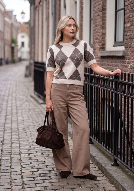 Beige Y.A.S. Top YASJOHI SS WOOL BLEND PULLOVER - large