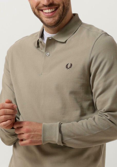 Olive FRED PERRY Polo-Shirt LONG SLEEVE PLAIN FRED PERRY SHIRT - large