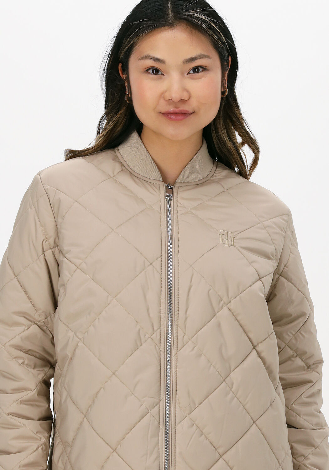 beige tommy hilfiger jack quilted bomber jacket