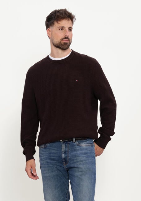 Braune TOMMY HILFIGER Pullover PIMA CTN CASH STRUCTURE CREWNECK - large