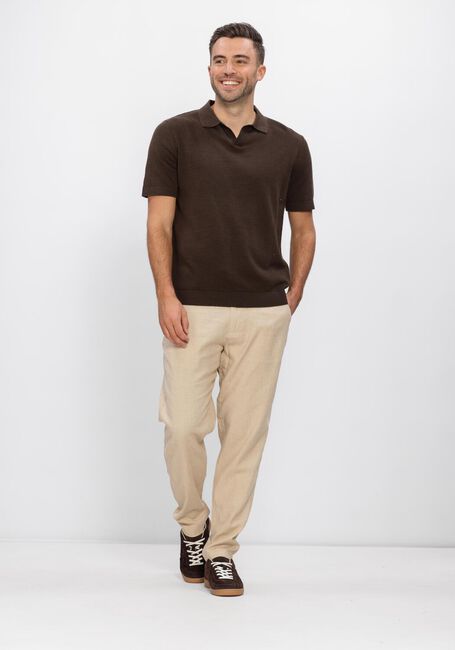 Braune SELECTED MEN Polo-Shirt SLHMATTIS SS KNIT SUN OPEN POLO - large