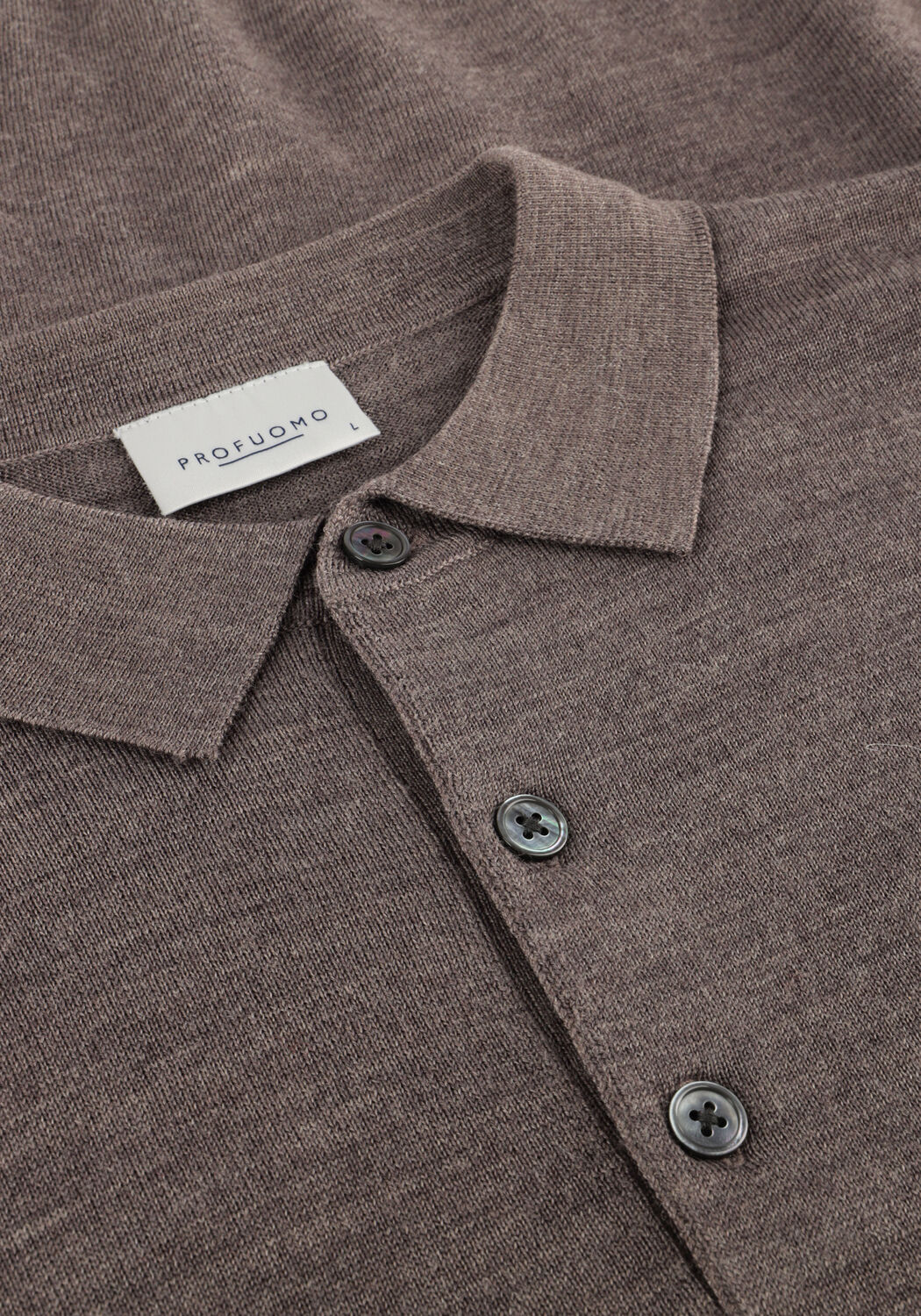 Braune PROFUOMO Polo-Shirt POLO LS MERINO - large