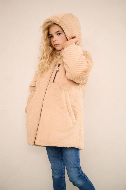 Sand NONO Teddy-Jacke BAYBEE REVERSIBLE MID LONG HOODED JACKET - large