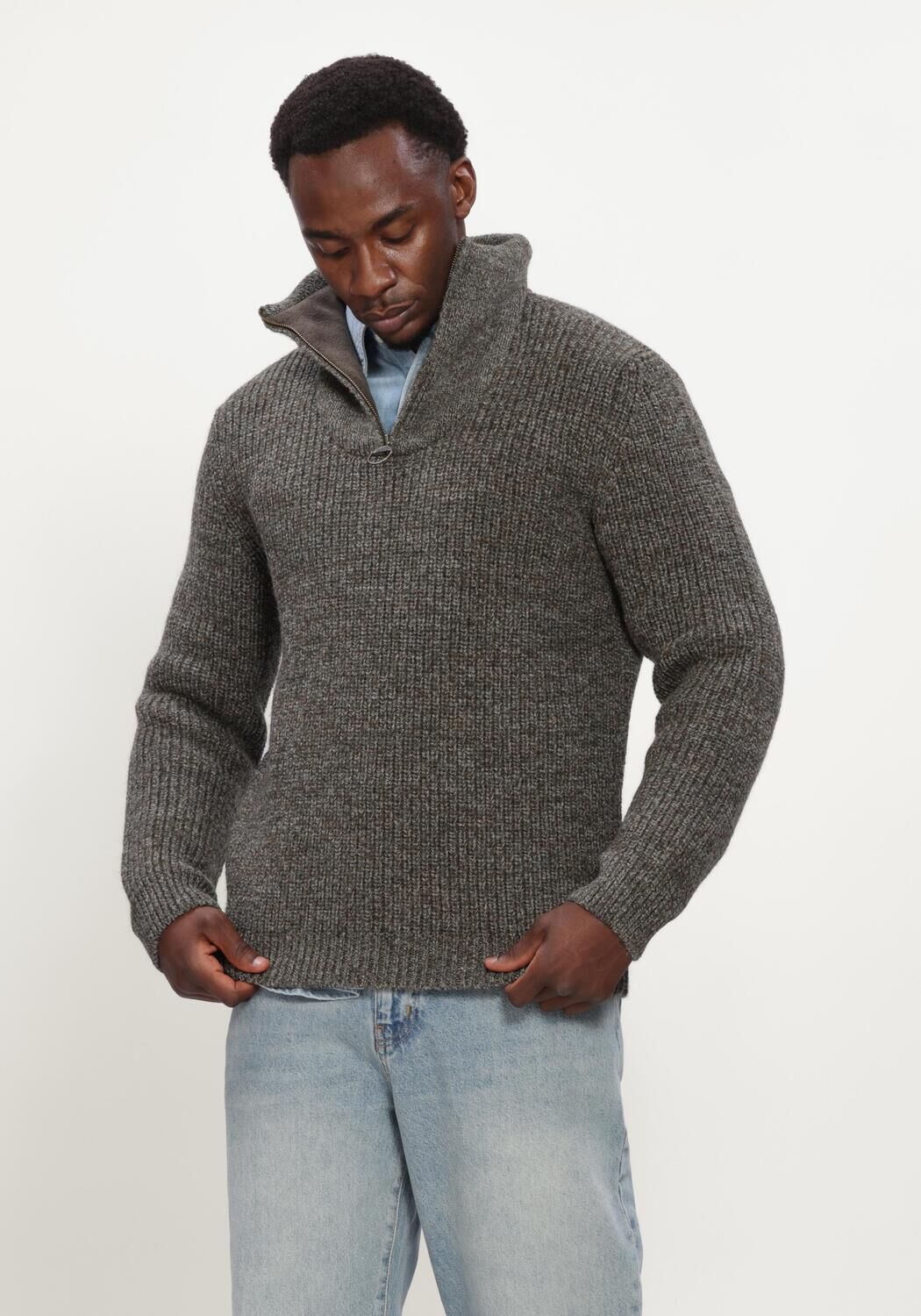 Rote BARBOUR Pullover NEW TYNE HALF ZIP KNITTED JUMPER - large