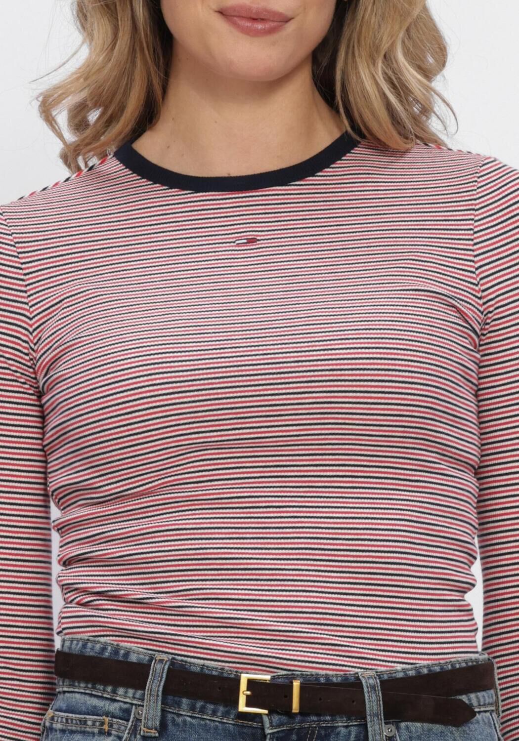 Rote TOMMY JEANS Top TJW SLIM ESSENTIAL RIB LS - large