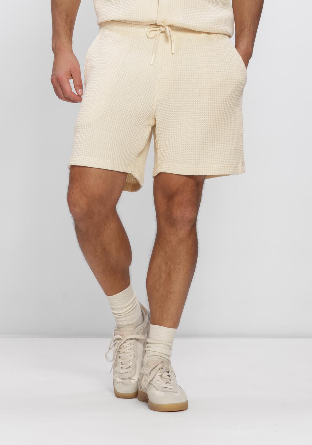 Beige SHIWI Kurze Hose OSCAR WAFFLE STRUCTURE SHORTS - large