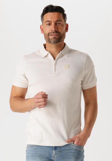 Beige PME LEGEND Polo-Shirt SHORT SLEEVE POLO INTERLOCK MELANGE ZIP - large