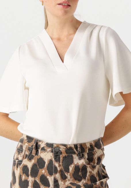 Weiße SELECTED FEMME Top SLFTENNY SS V-NECK TOP - large