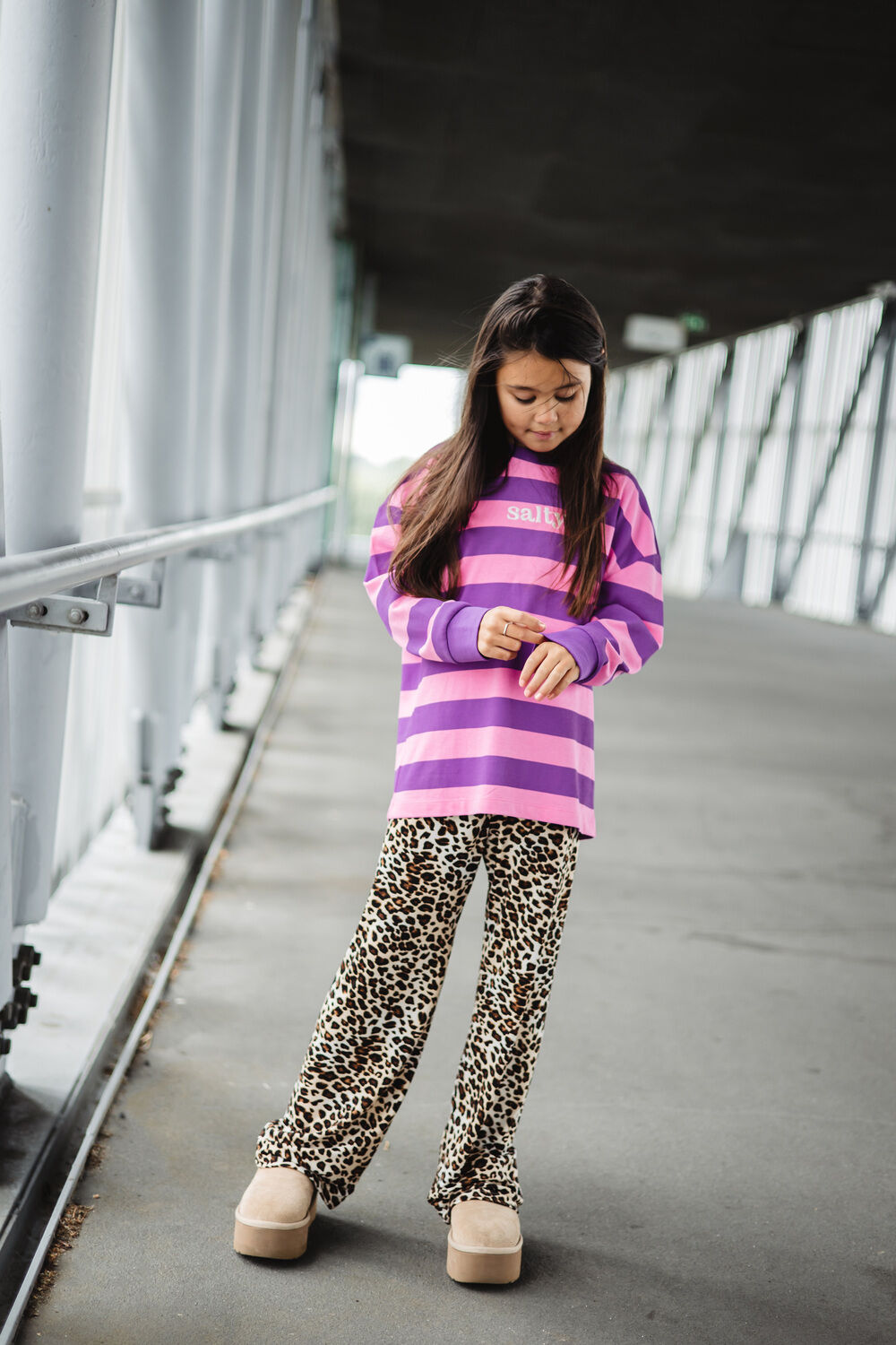 Mehrfarbige/Bunte Salty Stitch Top SALTY SKATER TEE - large