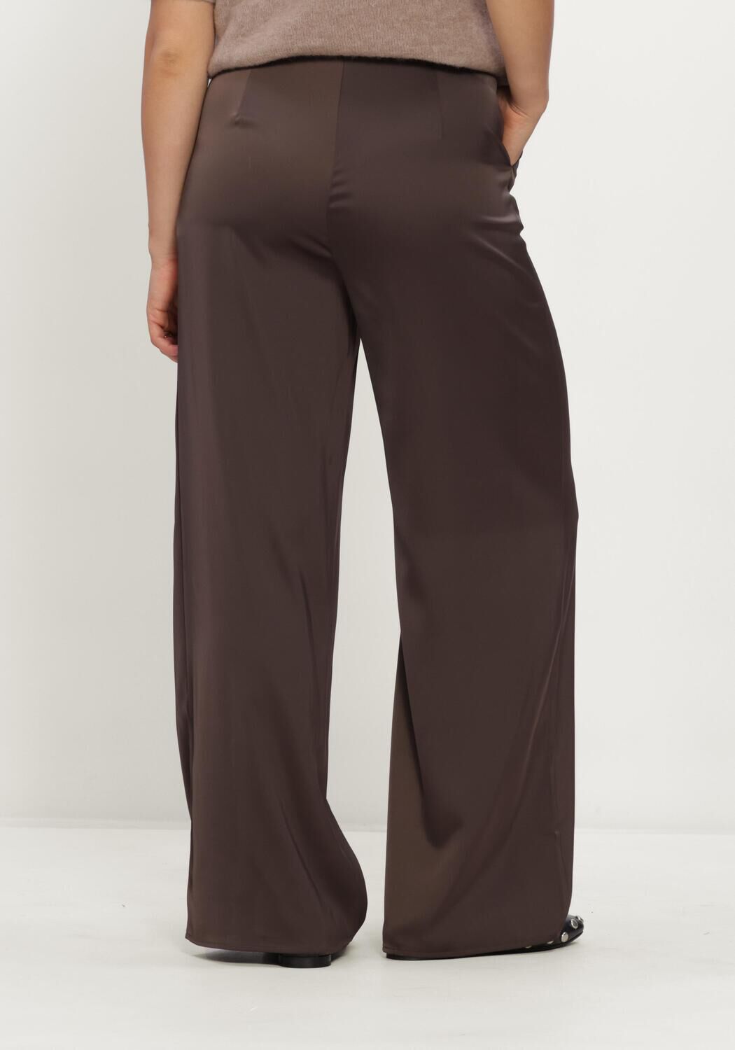 Braune Y.A.S. Weite Hose YASPELLA HW WIDE PANTS - large