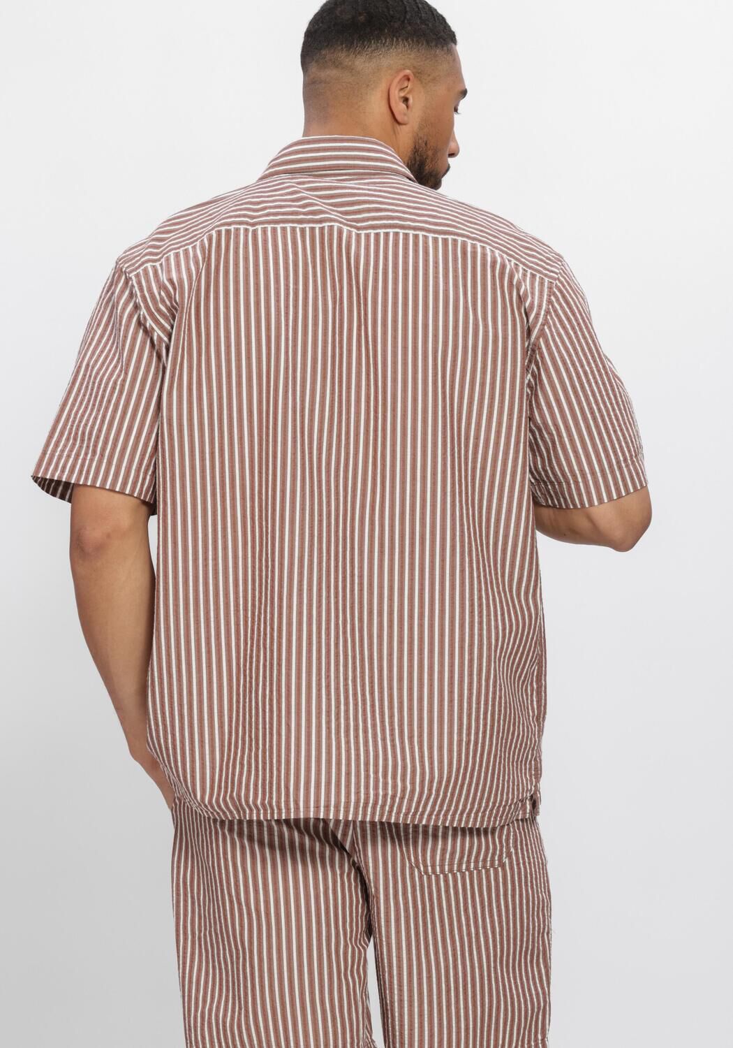 Beige SELECTED MEN Casual-Oberhemd SLHRLXSTUART SEERSUCKER SS  SHIRT - large
