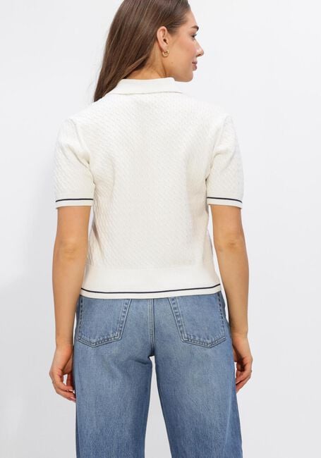 Nicht-gerade weiss CALVIN KLEIN Polo-Shirt SS WOVEN LABEL CROPPED CABLE - large