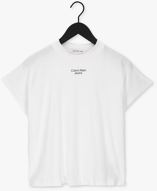 Weiße CALVIN KLEIN T-shirt STACKED LOGO LOOSE TEE - large