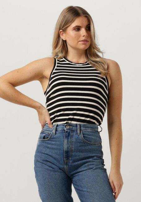 Schwarze TOMMY HILFIGER Top SLIM 5X2 RIB STRIPE TANK NS - large