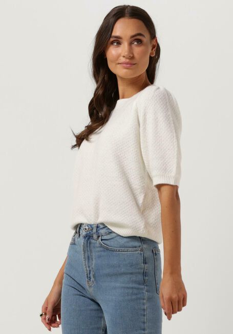 Ecru CC HEART Pullover ELSA DIAMOND KNIT BLOUSE, SHORT SLEEVES - large