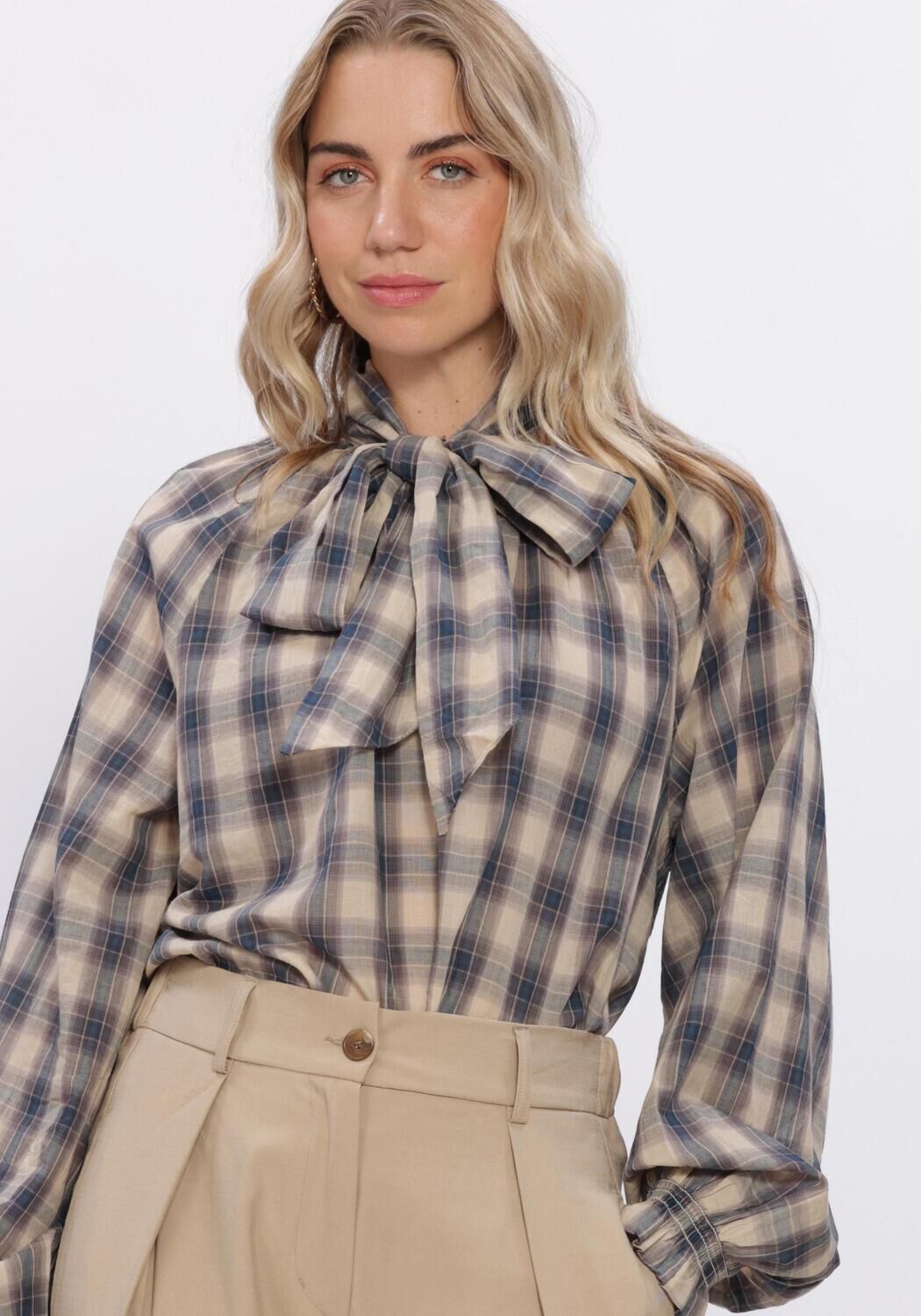 Mehrfarbige/Bunte SUMMUM Blusen TOP BLUE CHECK - large
