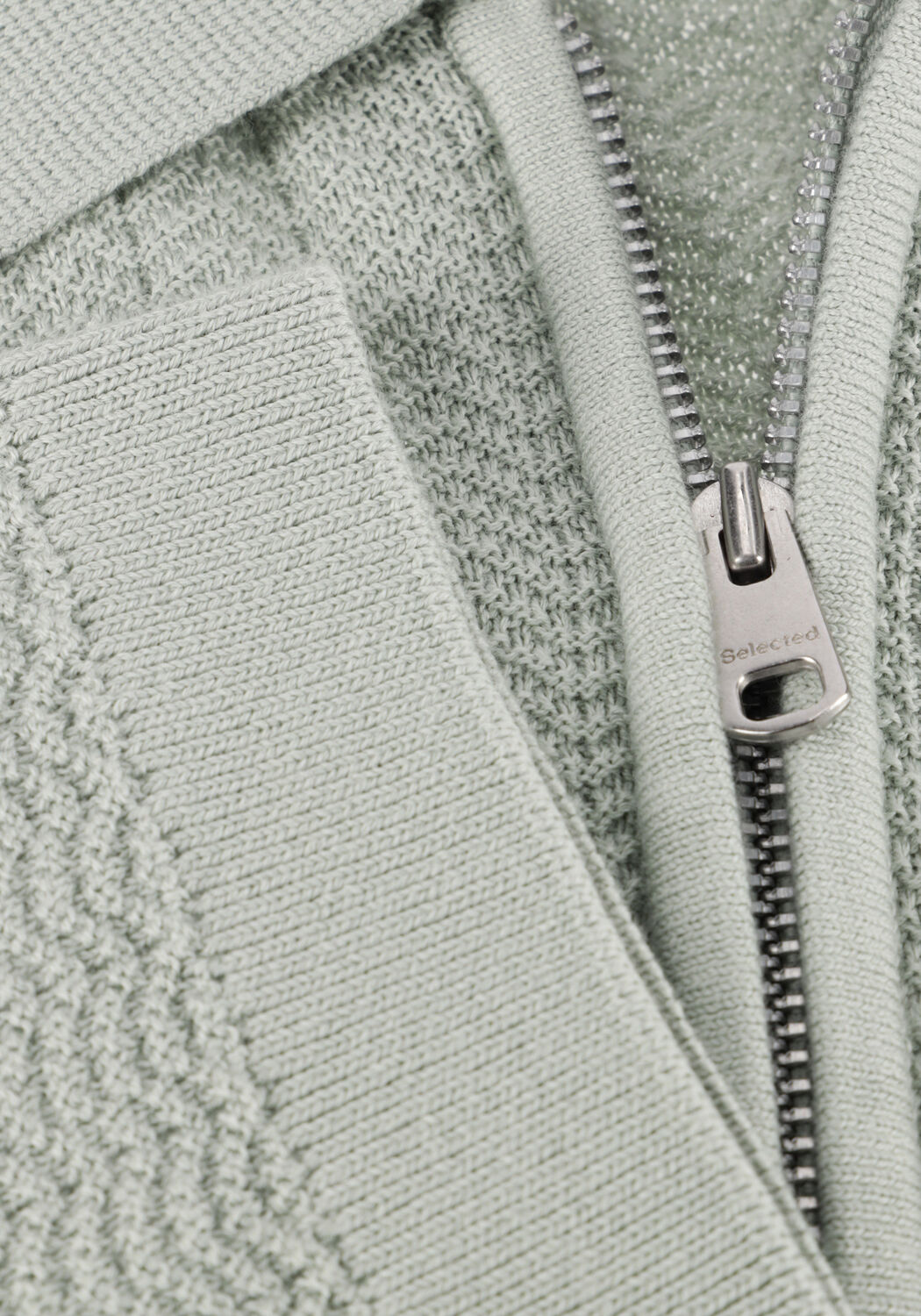 Gr&uuml;ne SELECTED MEN Polos & T-Shirts SLHCRAN SS KNIT STRUCTURE ZIP  POLO NOOS - large