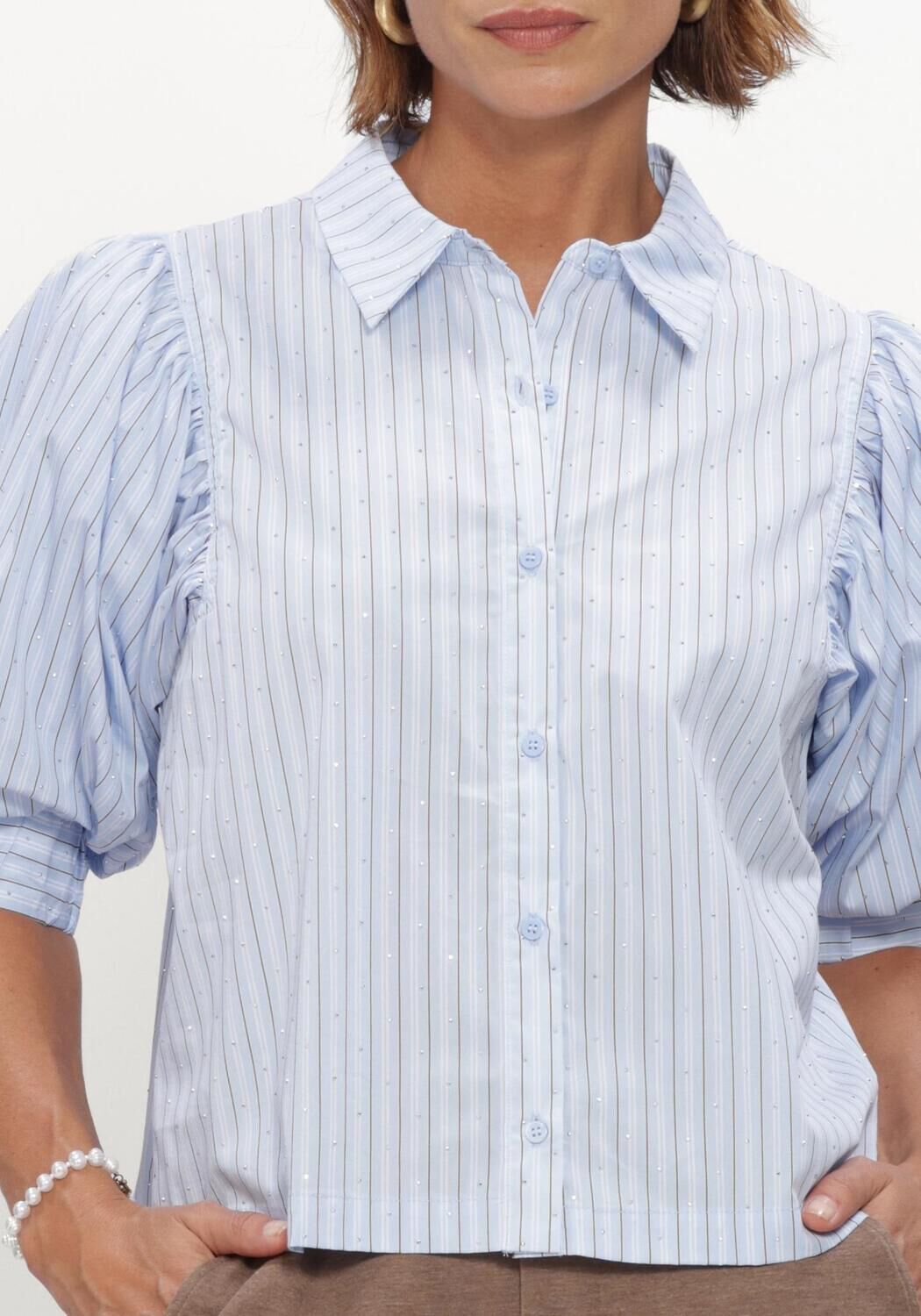 Hellblau NEO NOIR Blusen ETTA STRIPE STONE SHIRT - large