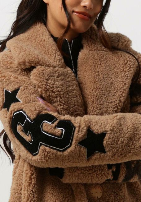Cognacfarbene GOOSECRAFT Teddy-Jacke GC RHONDA SCRIPT COAT - large